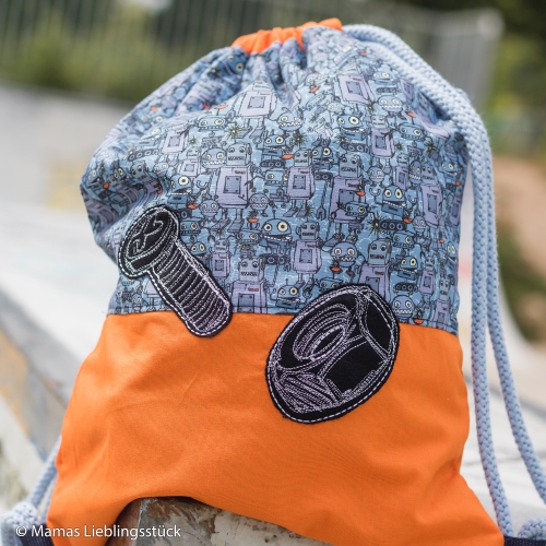 Preview: Swafing Baumwolle Webware - Happy Metal by Steinbeck - Roboter